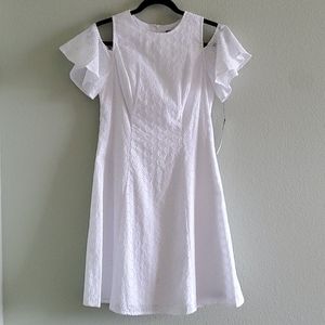 Maggy London eyelet cold-shoulder white dress (4)